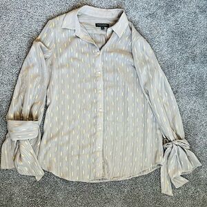 Banana Republic Light Gray Button-Down Shirt with Gold Accents